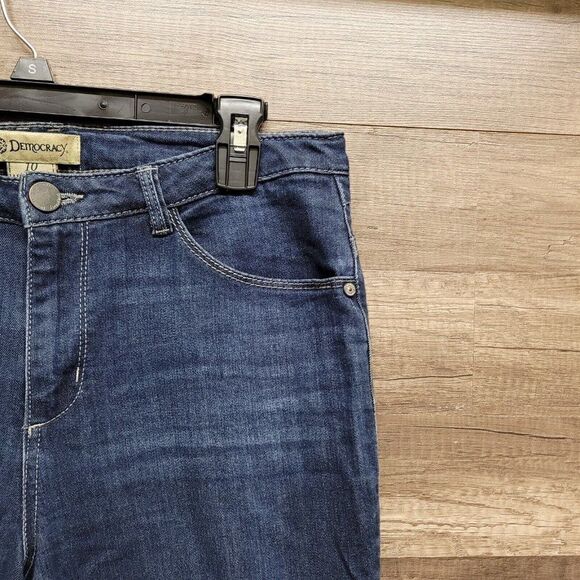 Democracy High Rise Raw Step Hem Skinny Ankle Jeans Blue Dark Wash Women's 10 - Picture 5 of 8
